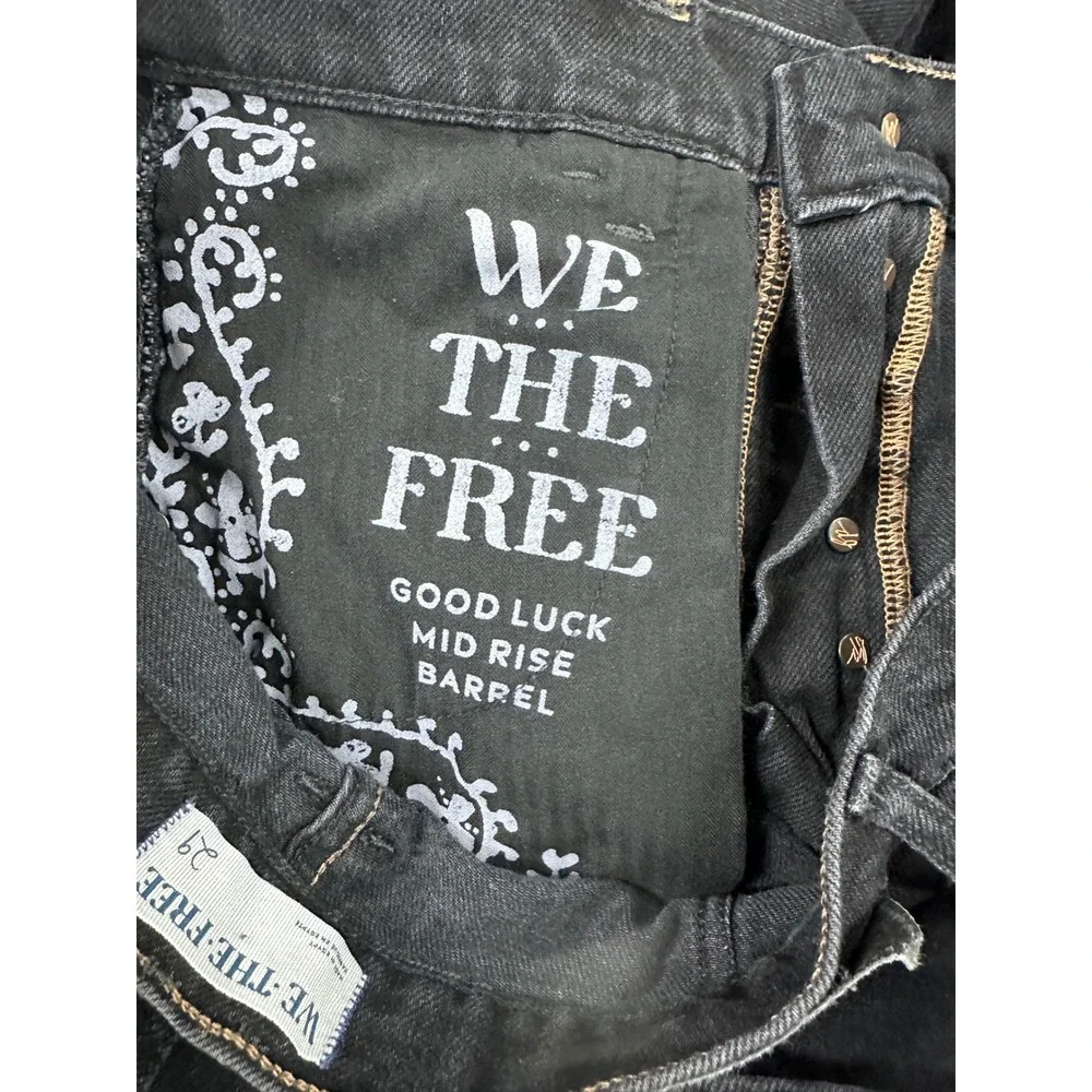 Free People We The Free Good Luck Barrel Jeans in Soundwave Washed Black Size 29